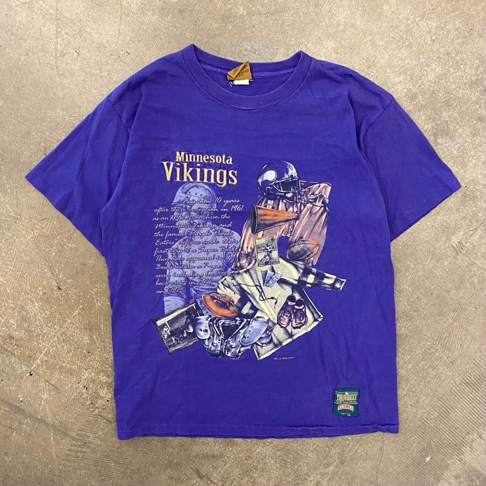 Vintage Minnesota Vikings NFL Nutmeg 90s Locker Room Single Stitch T-Shirt Large